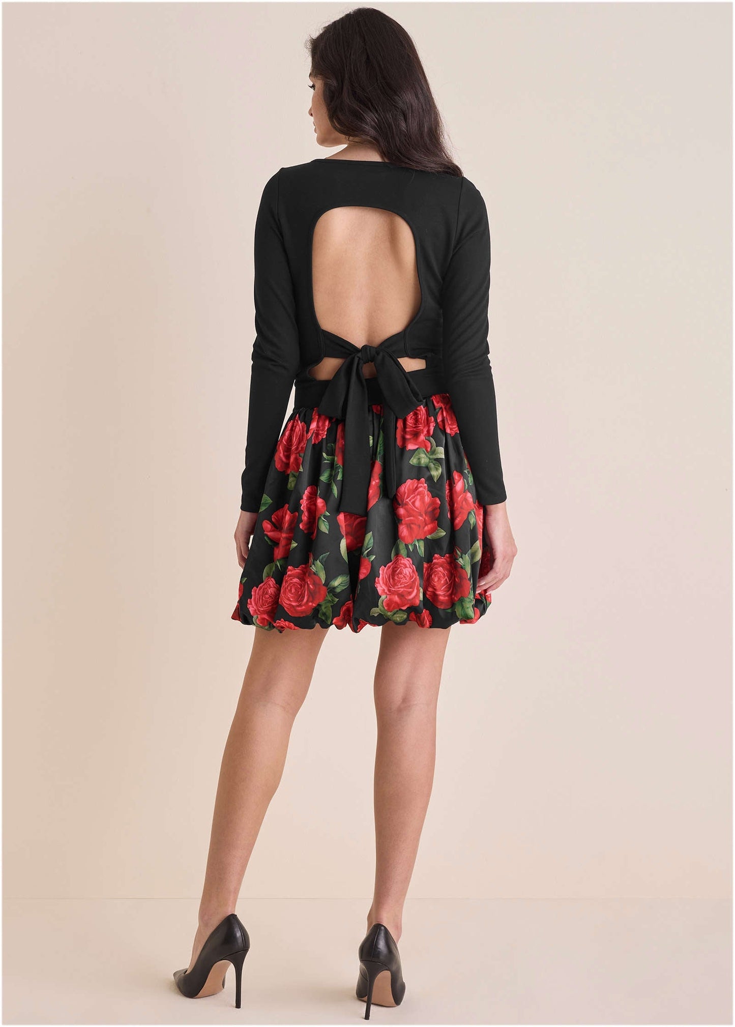Long Sleeve Bubble Hem Mini - Antique Roses | Venus Popular Choice