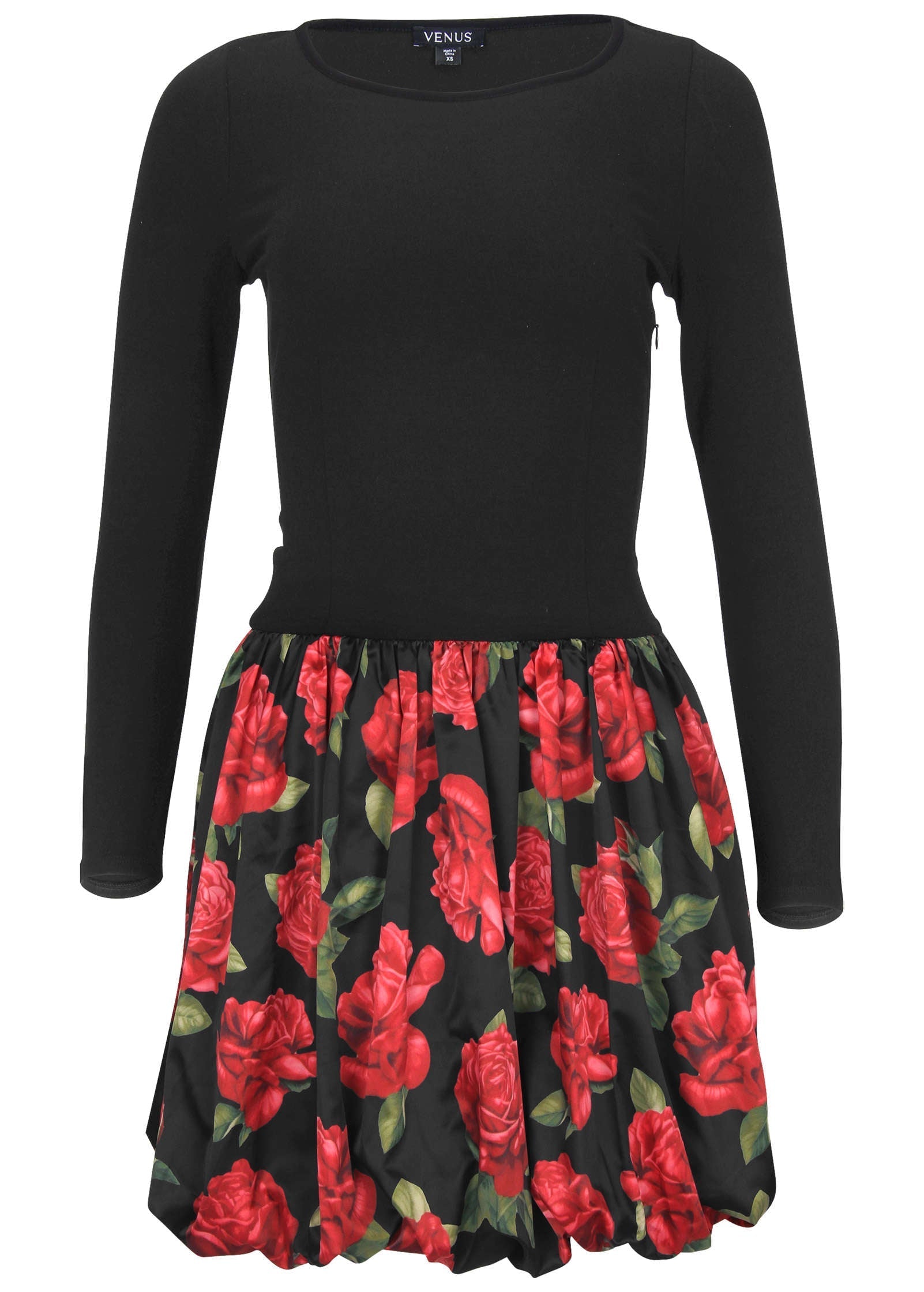 Long Sleeve Bubble Hem Mini - Antique Roses | Venus Popular Choice