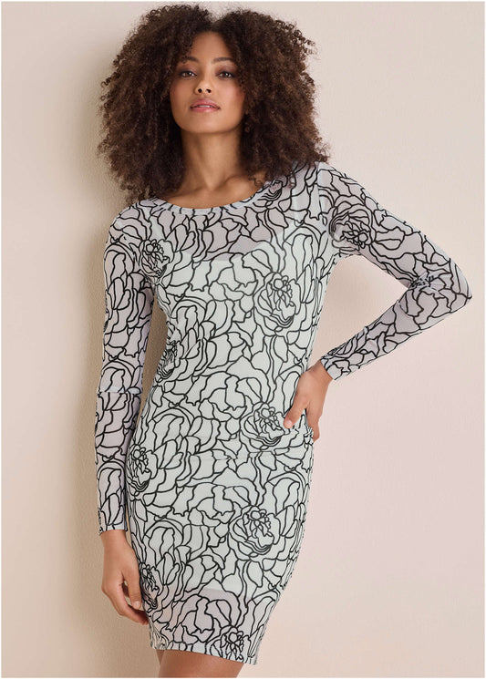 Long Sleeve Mesh Mini - Linear Rose | Venus Best Seller
