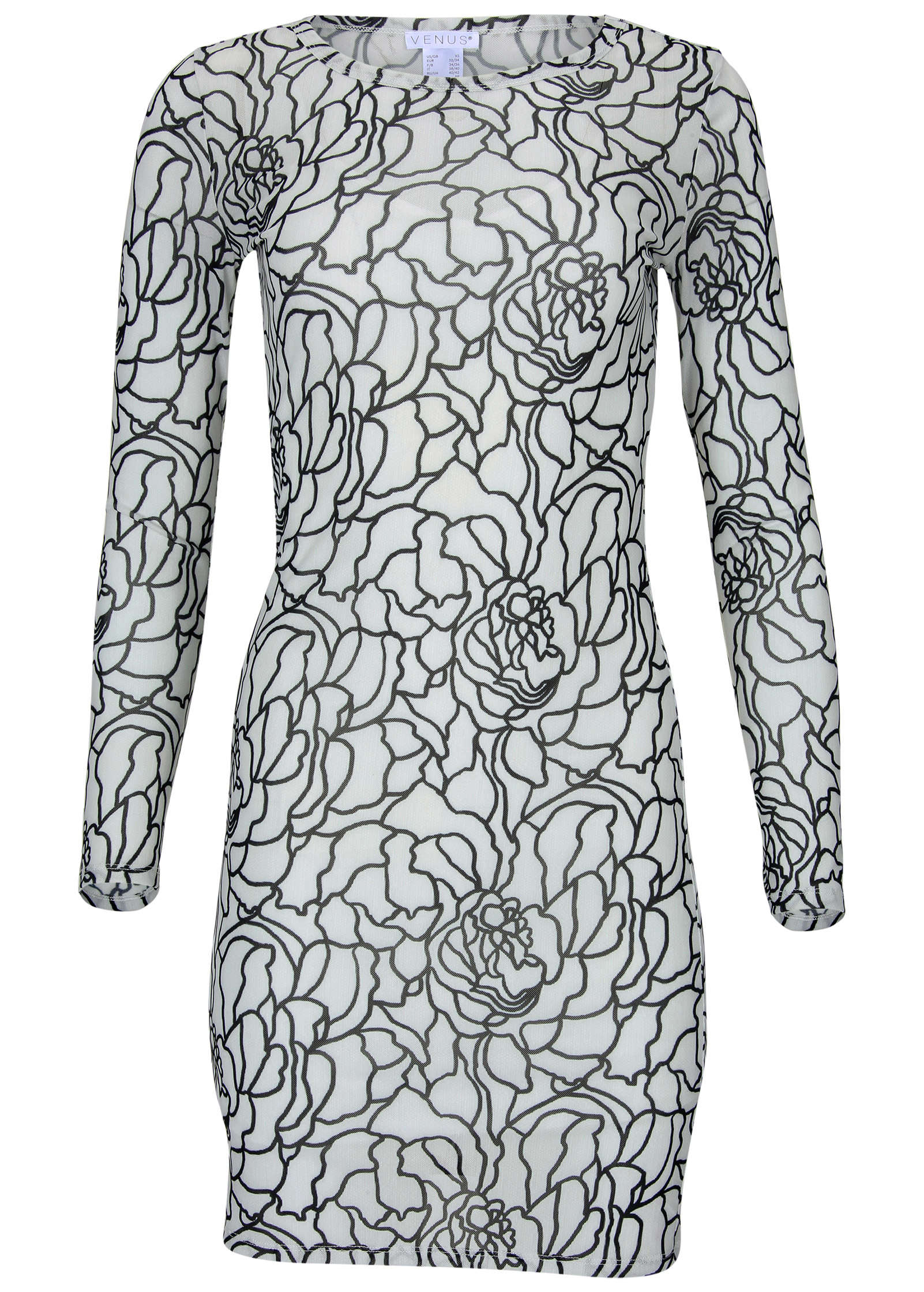 Long Sleeve Mesh Mini - Linear Rose | Venus Best Seller
