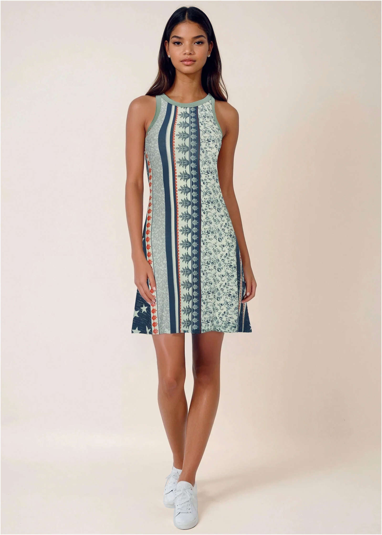 Printed Fit And Flare Dress - Americana Floral Star | Venus Sale