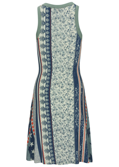 Printed Fit And Flare Dress - Americana Floral Star | Venus Sale