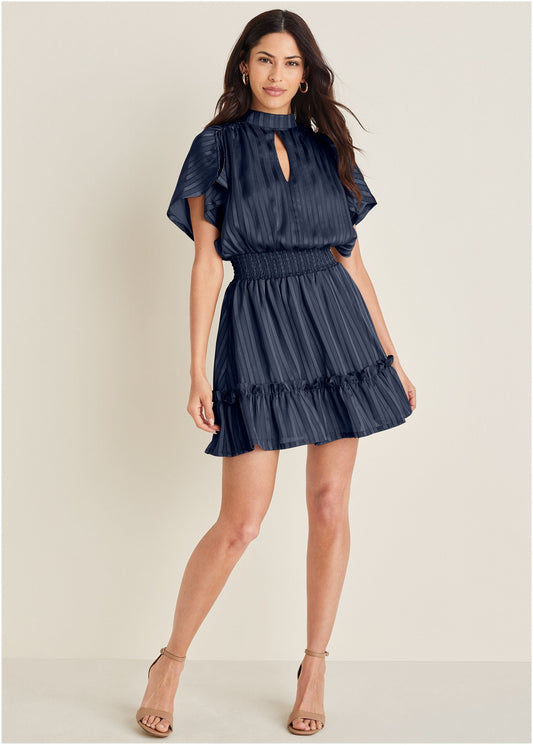 High Neck Mini Dress - Navy | Venus Cost Saving