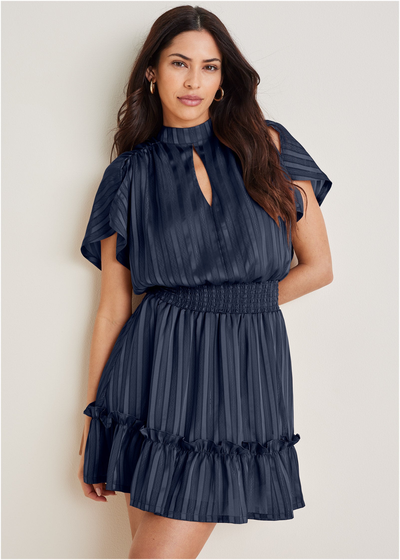 High Neck Mini Dress - Navy | Venus Cost Saving