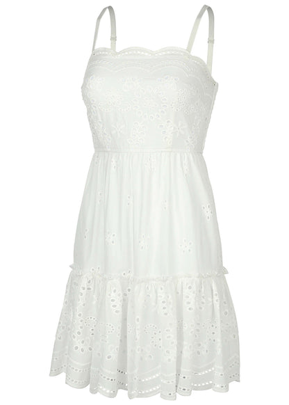 Spaghetti Strap Eyelet Mini - White | Venus Value