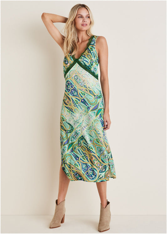 Lace Trim Midi Dress - Ethereal Paisley | Venus Budget Friendly