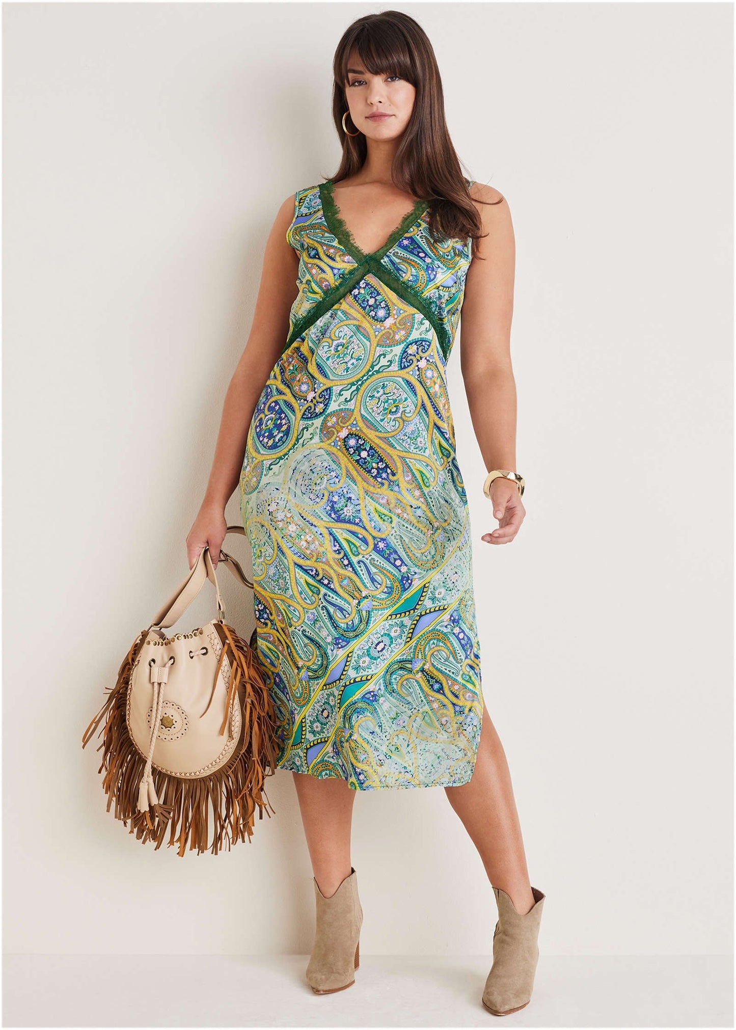 Lace Trim Midi Dress - Ethereal Paisley | Venus Budget Friendly
