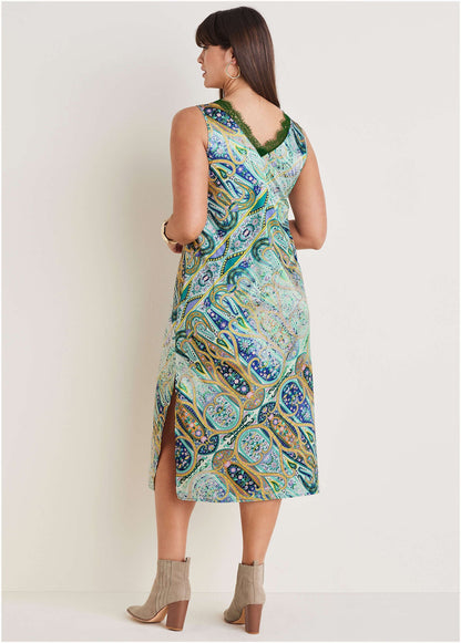 Lace Trim Midi Dress - Ethereal Paisley | Venus Budget Friendly