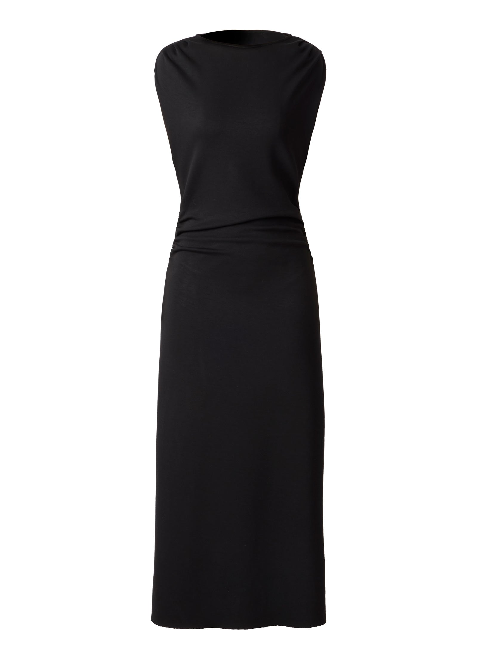 Side Ruch Midi Dress Jet Black | Venus Best Seller
