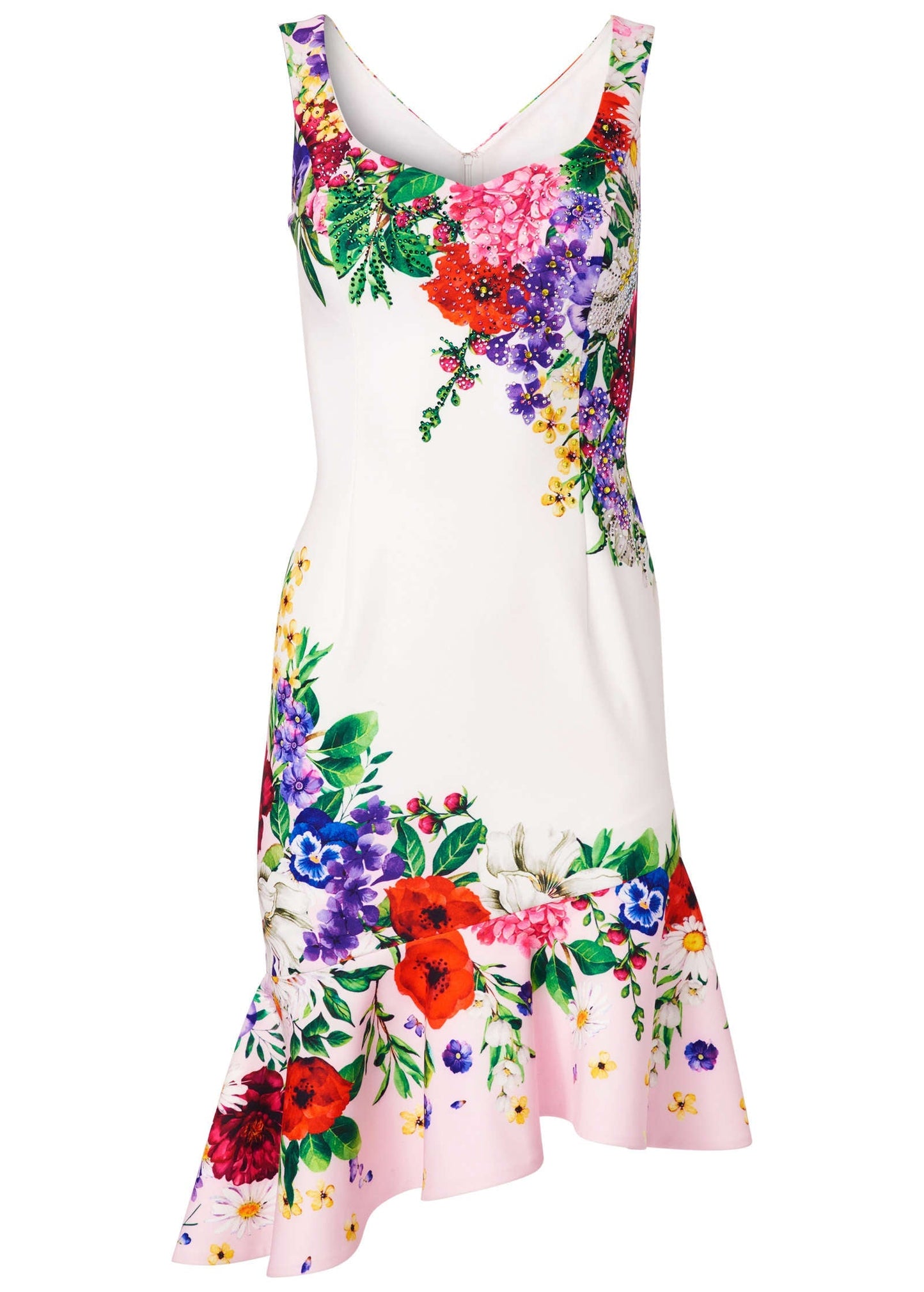 Ruffle Trim Detail Dress - White Multi | Venus Customer Favorite