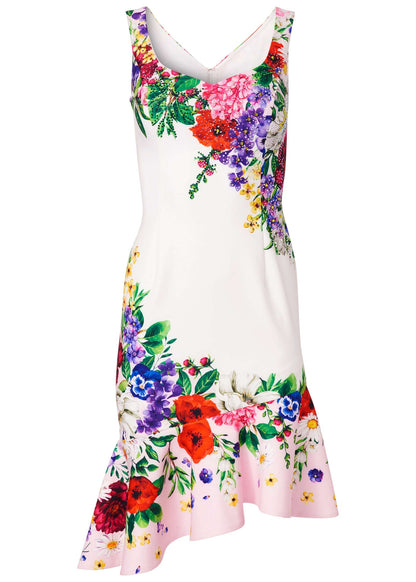 Ruffle Trim Detail Dress - White Multi | Venus Customer Favorite