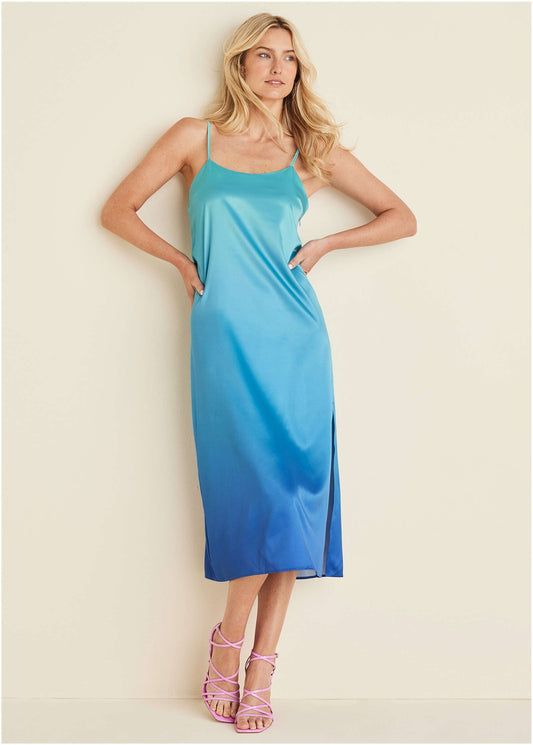 Midi Slip Dress - Atlantis Ombre | Venus Sale