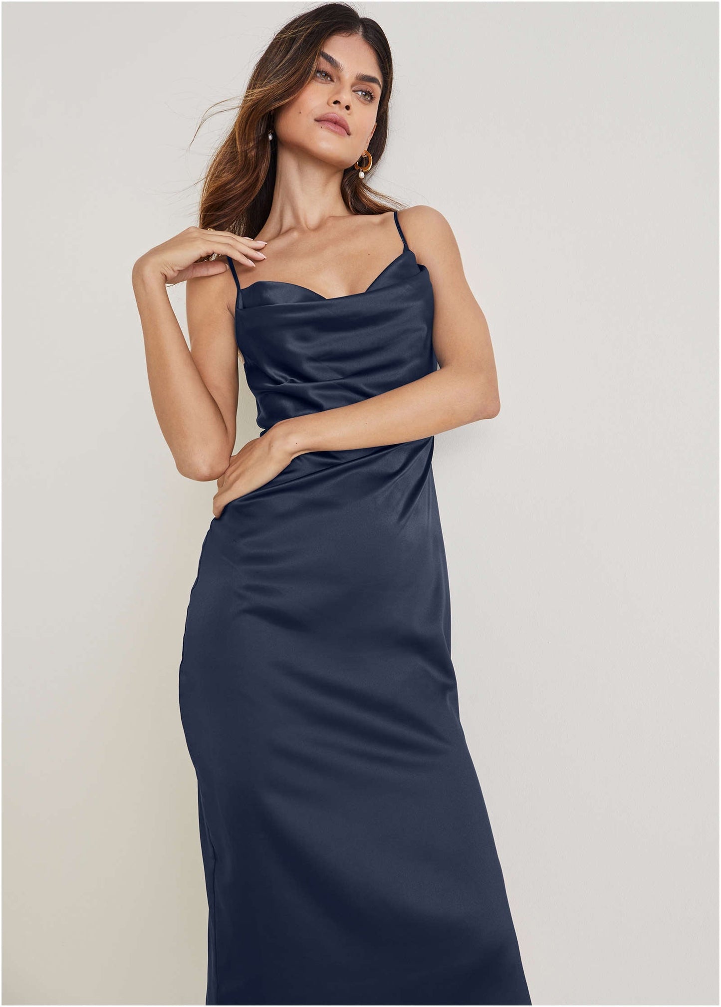 Cowl Neck Slip Dress - Navy | Venus Cost Saving