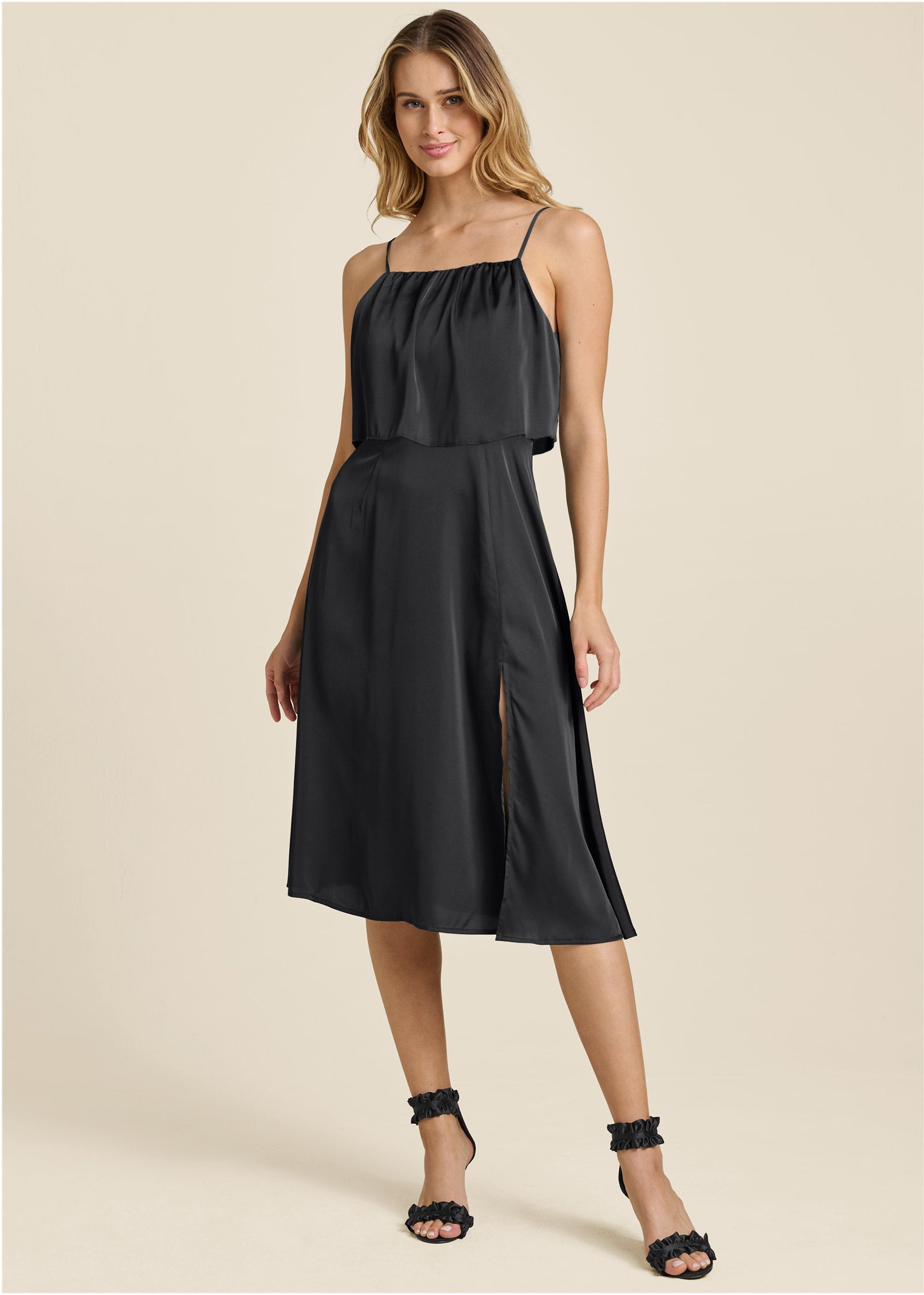 Overlay Midi Dress - Jet Black | Venus Value