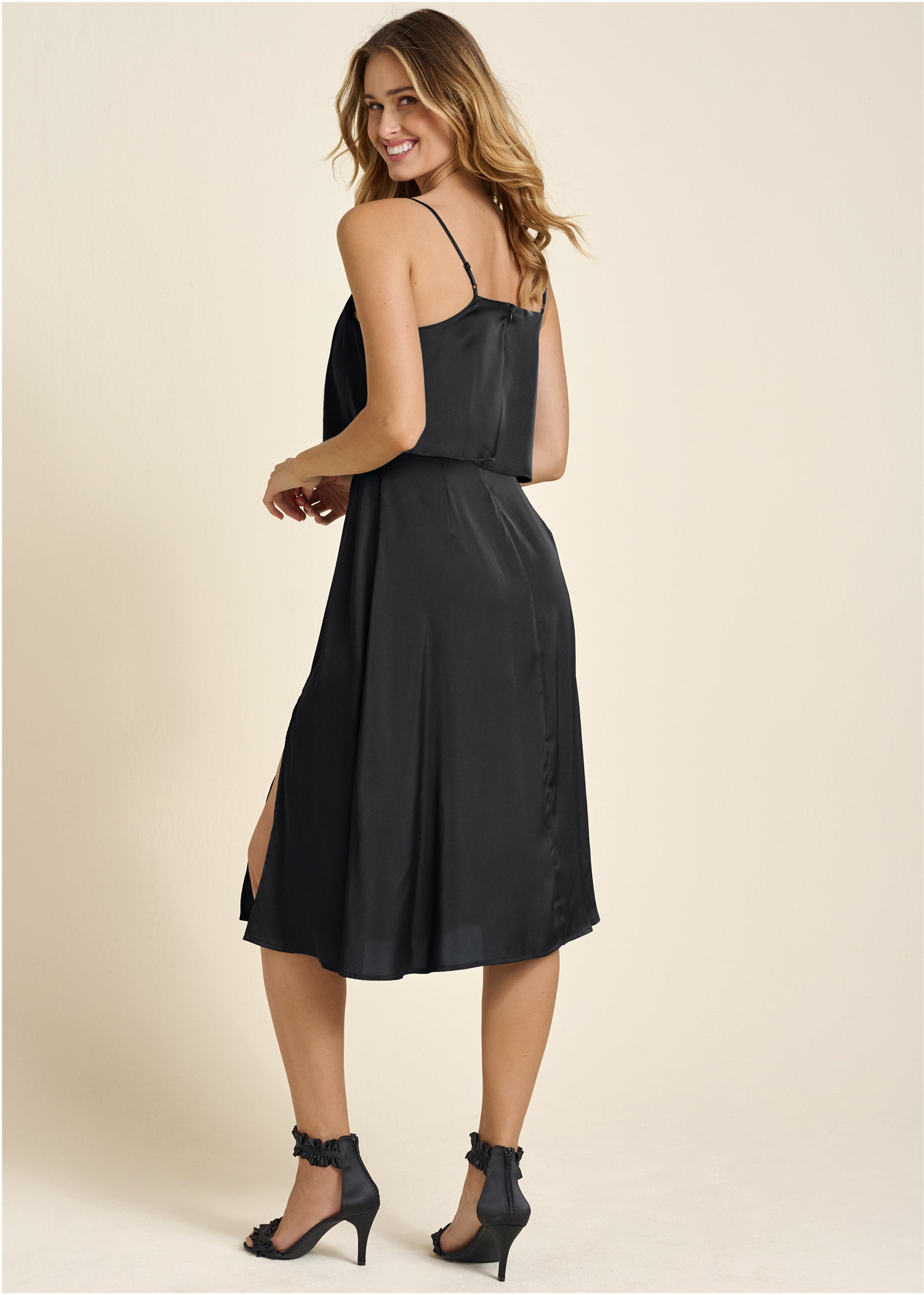 Overlay Midi Dress - Jet Black | Venus Value