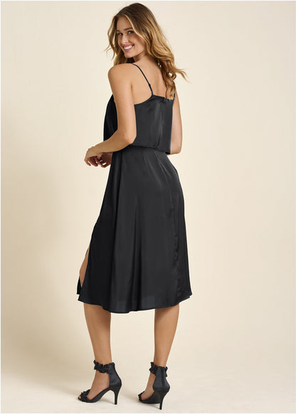 Overlay Midi Dress - Jet Black | Venus Value