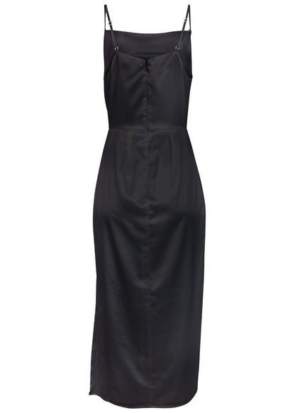 Cowl Neck Slip Dress - Jet Black | Venus Affordable