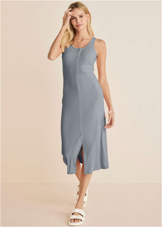 Henley Midi Dress - Seafog | Venus Popular Choice