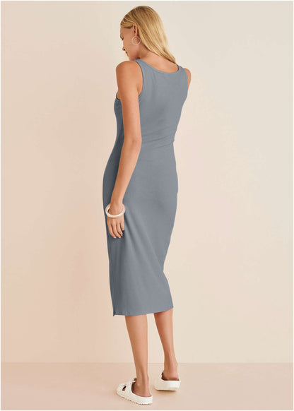 Henley Midi Dress - Seafog | Venus Popular Choice