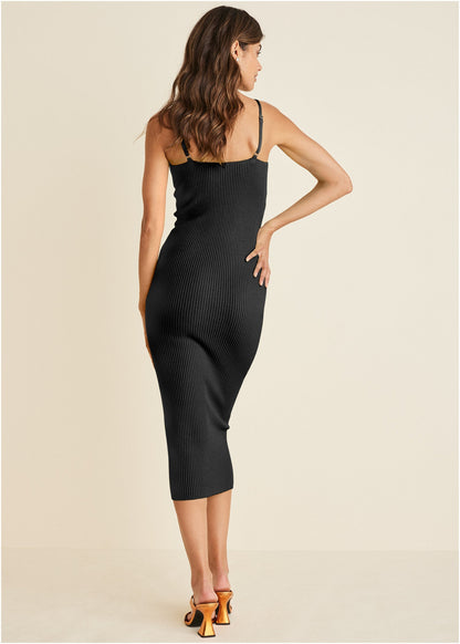 Strappy Midi Dress - Jet Black | Venus Best Seller
