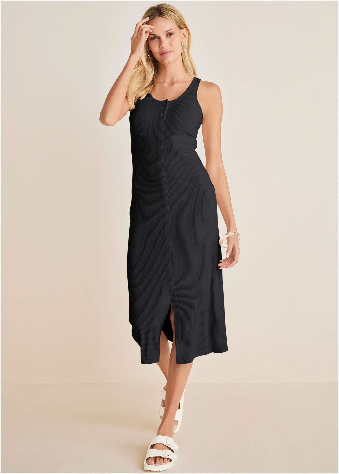 Henley Midi Dress - Jet Black | Venus Limited Edition