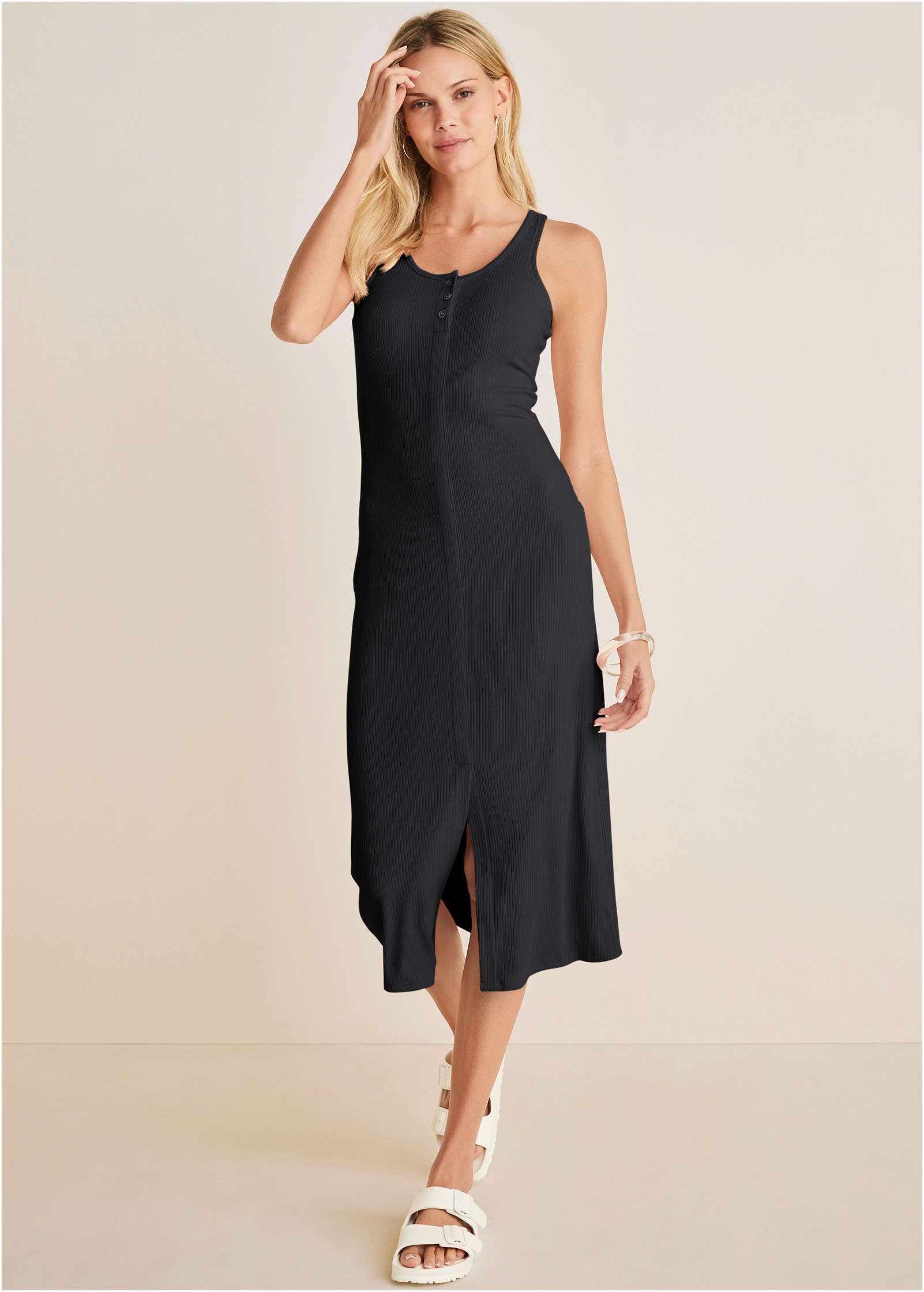 Henley Midi Dress - Jet Black | Venus Limited Edition