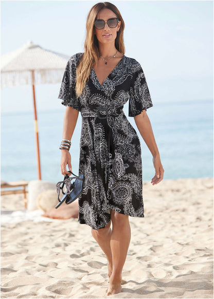 Print Midi Dress - Black & White | Venus Sale