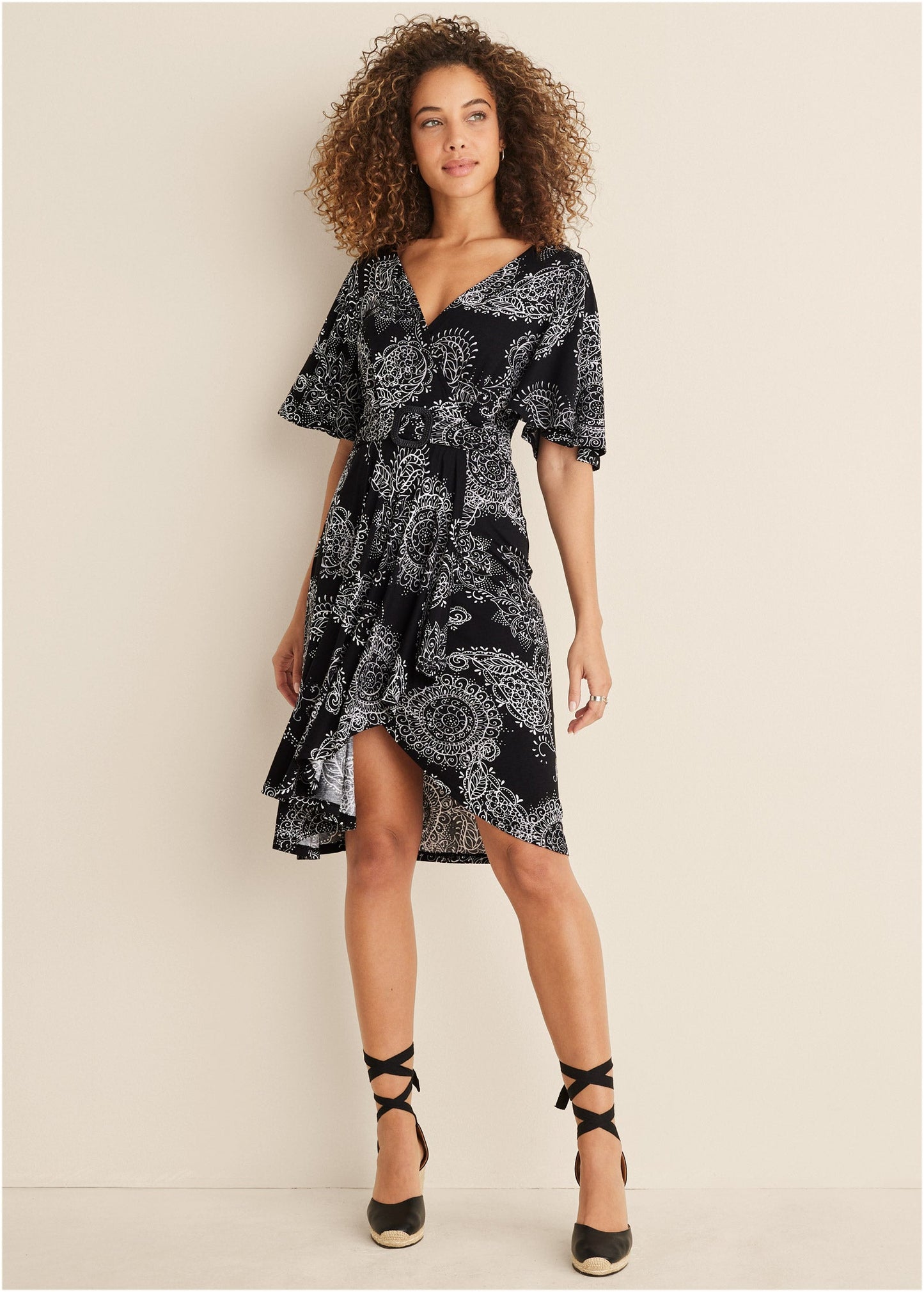 Print Midi Dress - Black & White | Venus Sale