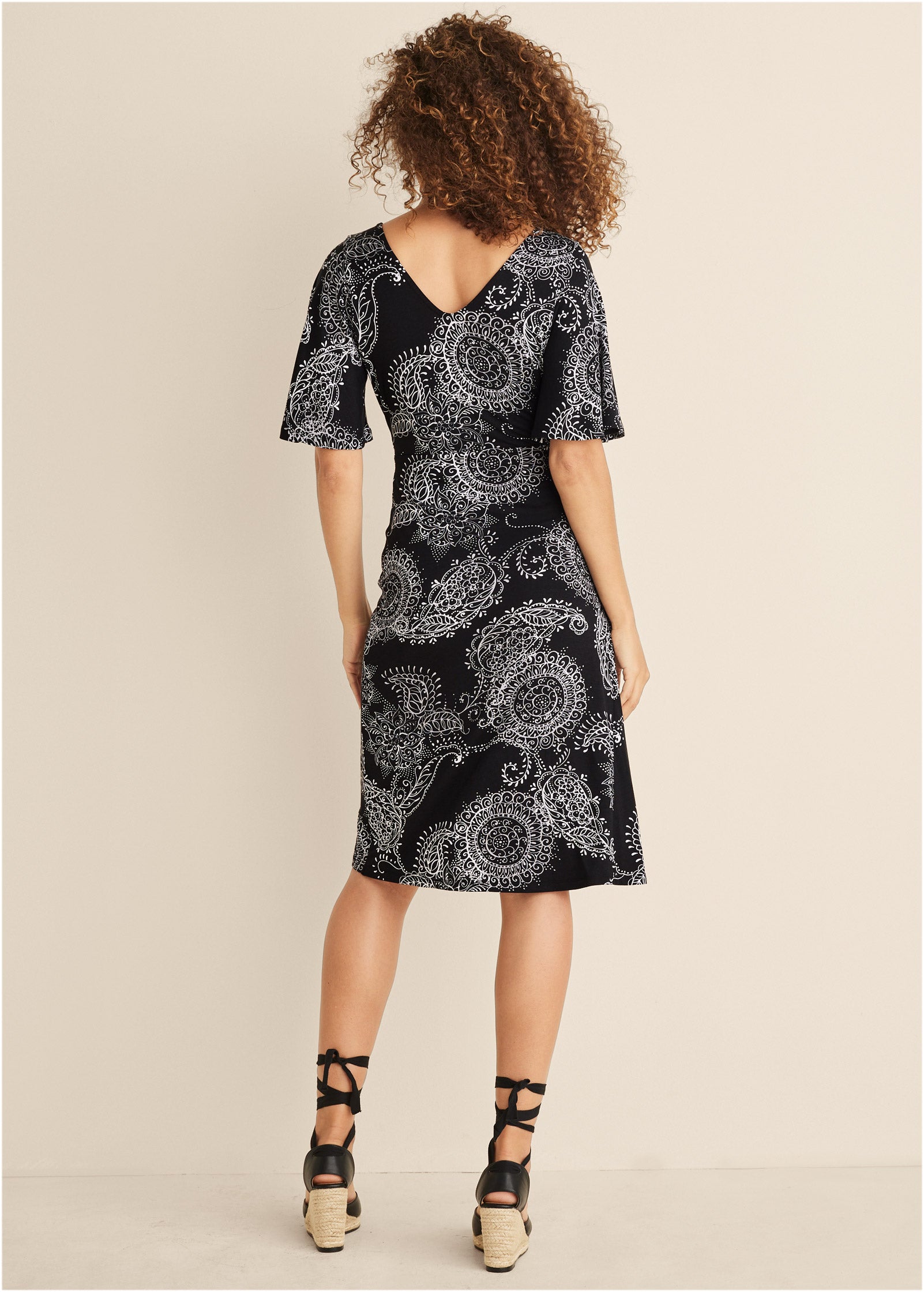 Print Midi Dress - Black & White | Venus Sale
