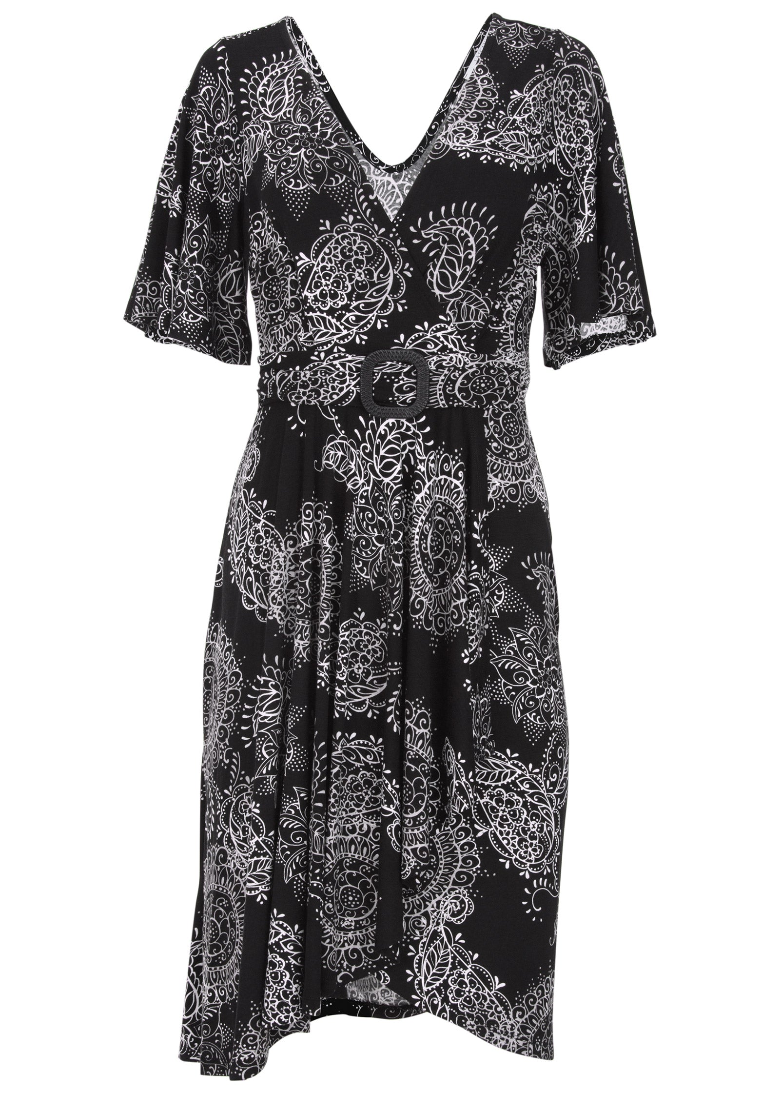 Print Midi Dress - Black & White | Venus Sale