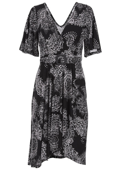 Print Midi Dress - Black & White | Venus Sale