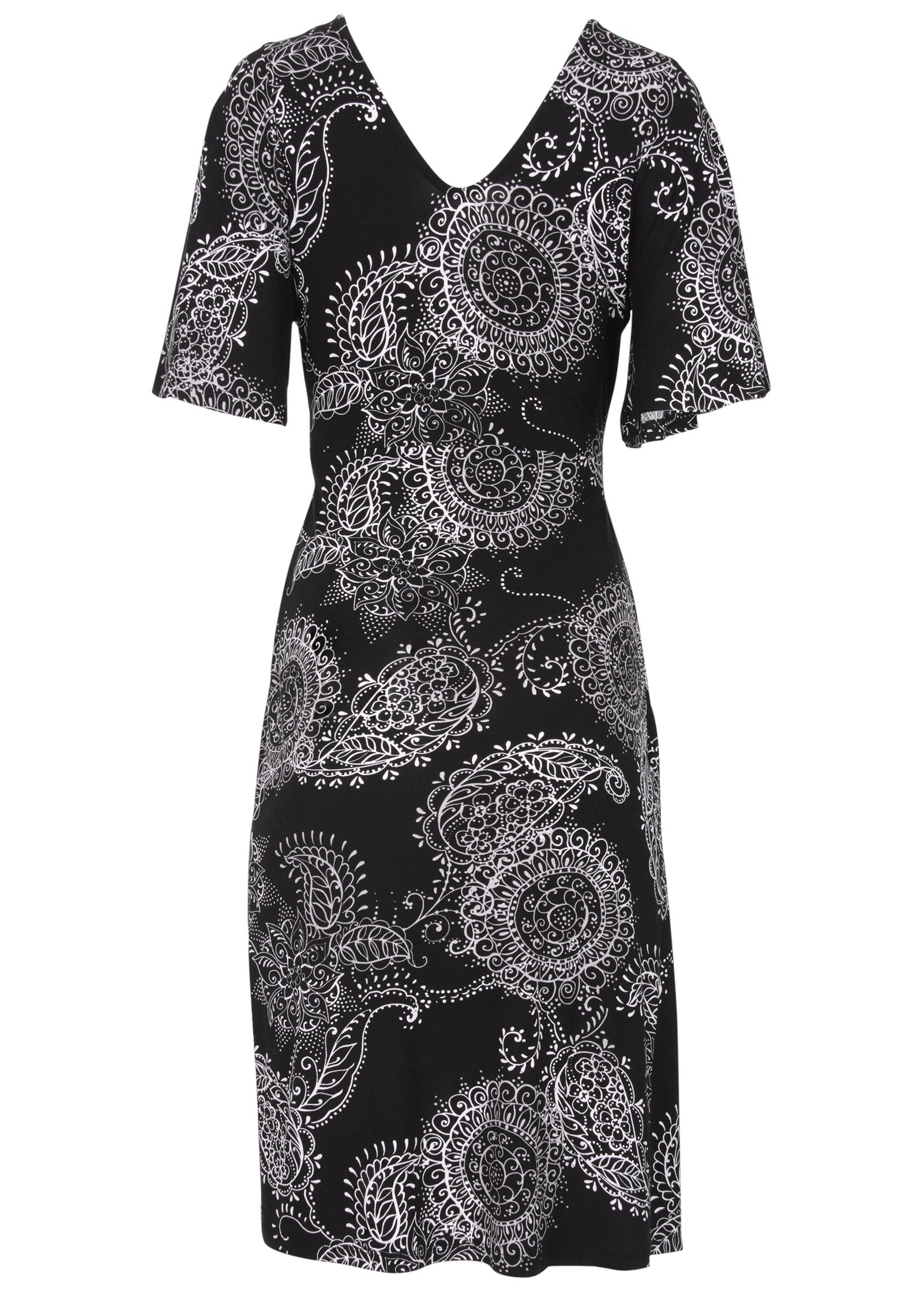 Print Midi Dress - Black & White | Venus Sale