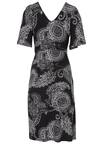Print Midi Dress - Black & White | Venus Sale