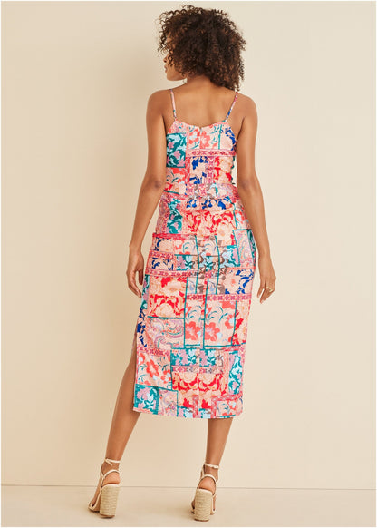 Cowl Neck Slip Dress - Venetian Patchwork | Venus Affordable