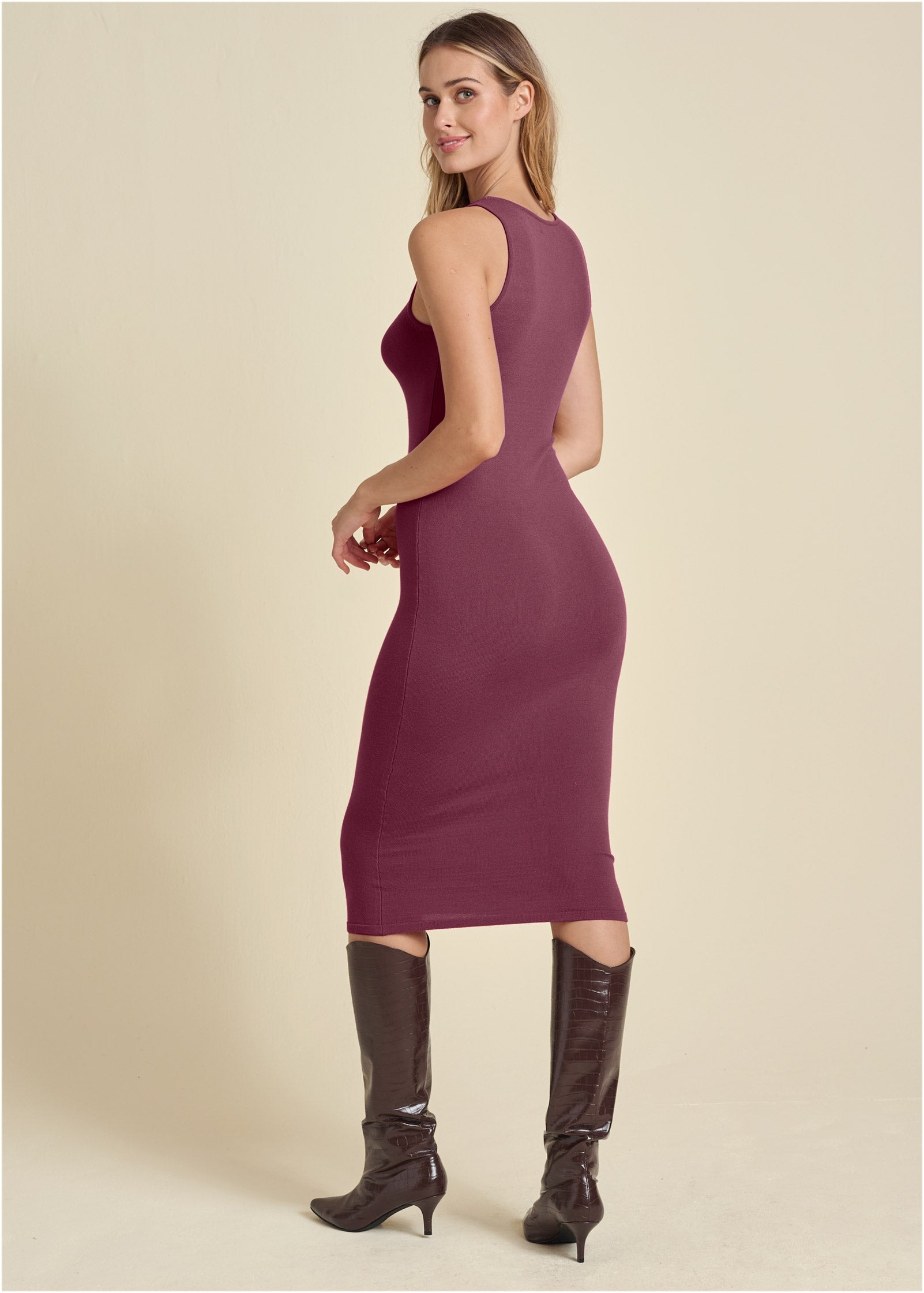 Midi Sweater Dress - Berry | Venus Budget Friendly