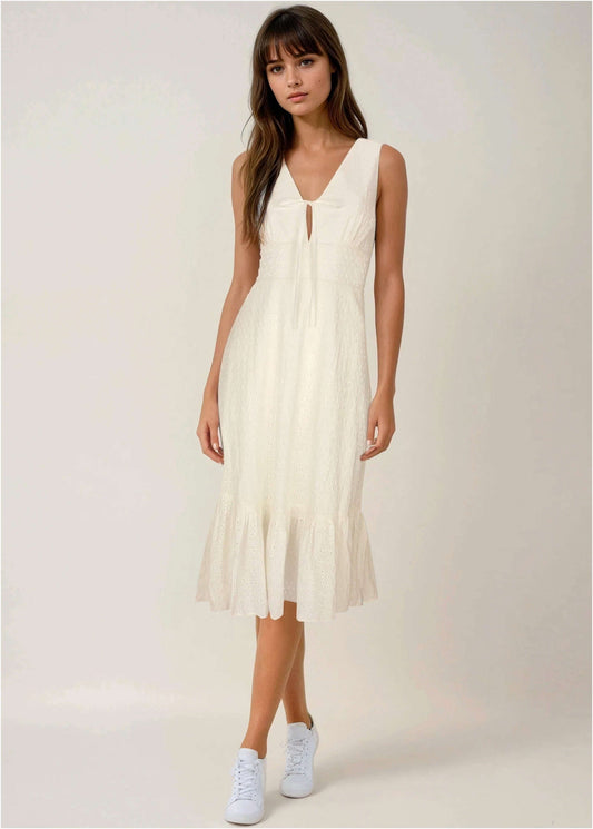 Sleeveless Eyelet Midi - Off White | Venus Great Deal