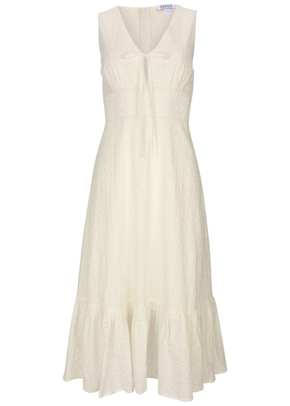 Sleeveless Eyelet Midi - Off White | Venus Great Deal