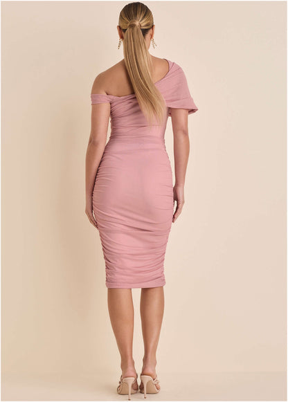 One-Shoulder Mesh Midi - Cameo Pink | Venus Special Offer