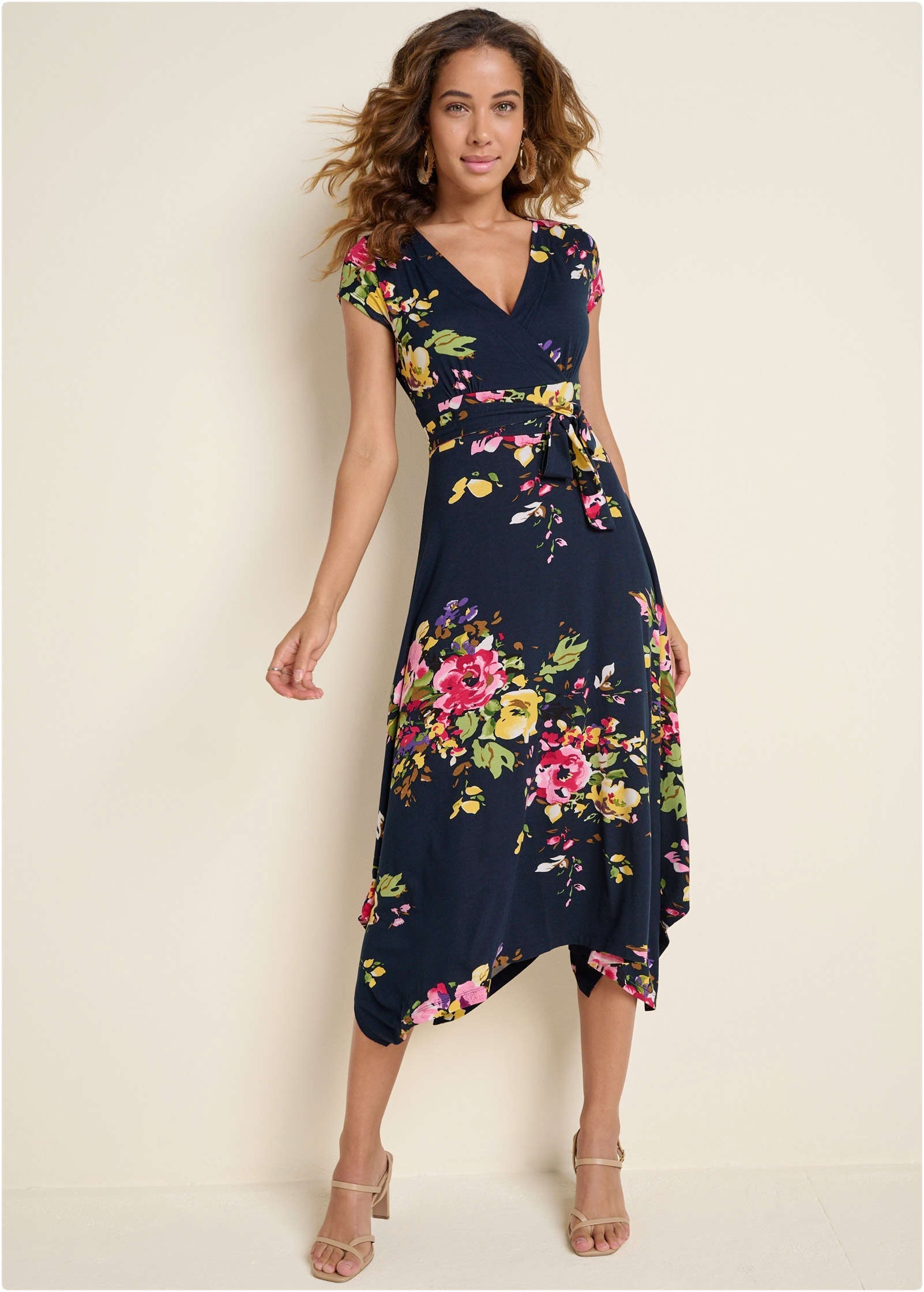 Floral Printed Dress - Navy Multi | Venus Popular Choice