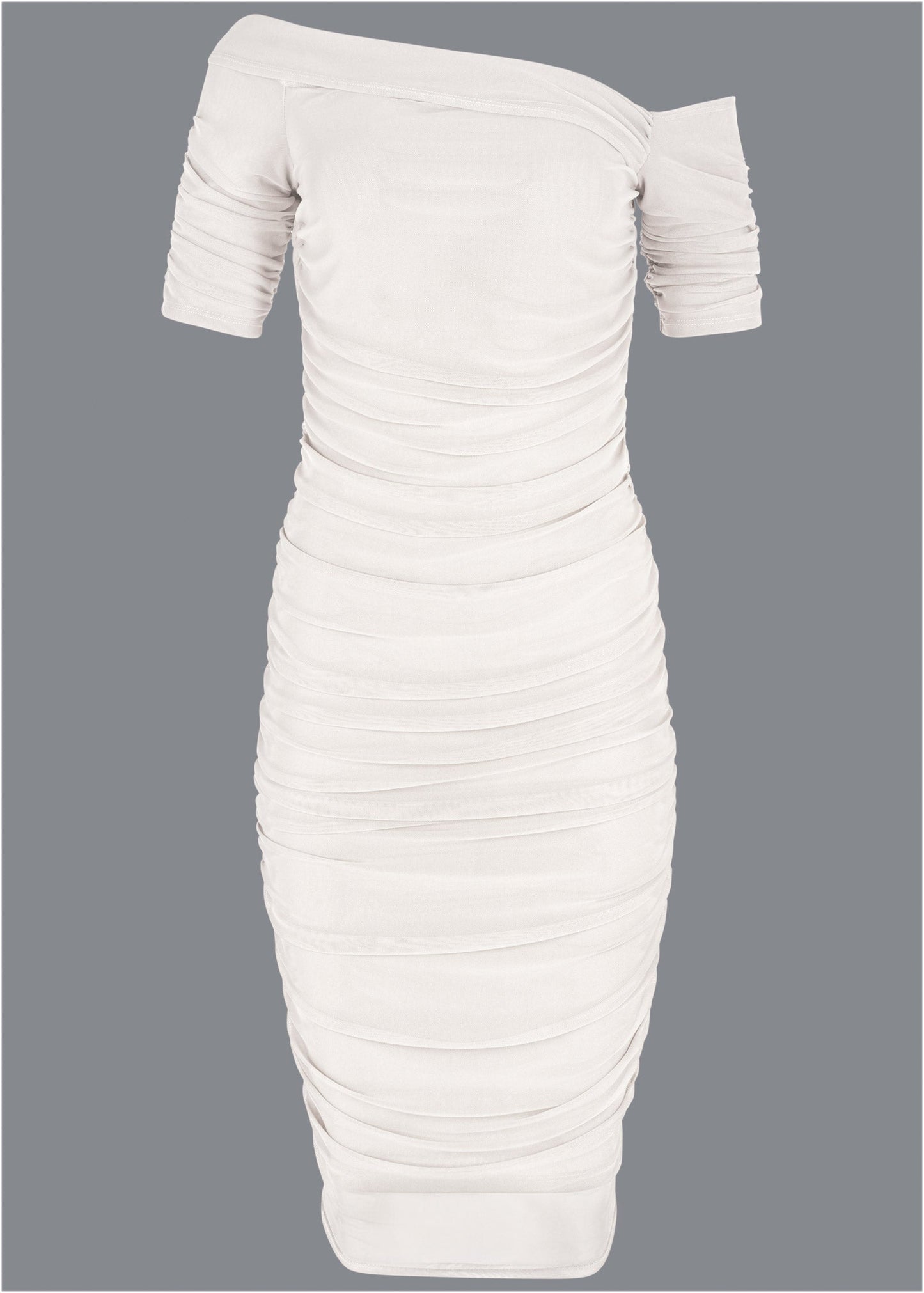 Ruched Mesh Bodycon Dress - Cloud Dancer | Venus Customer Favorite