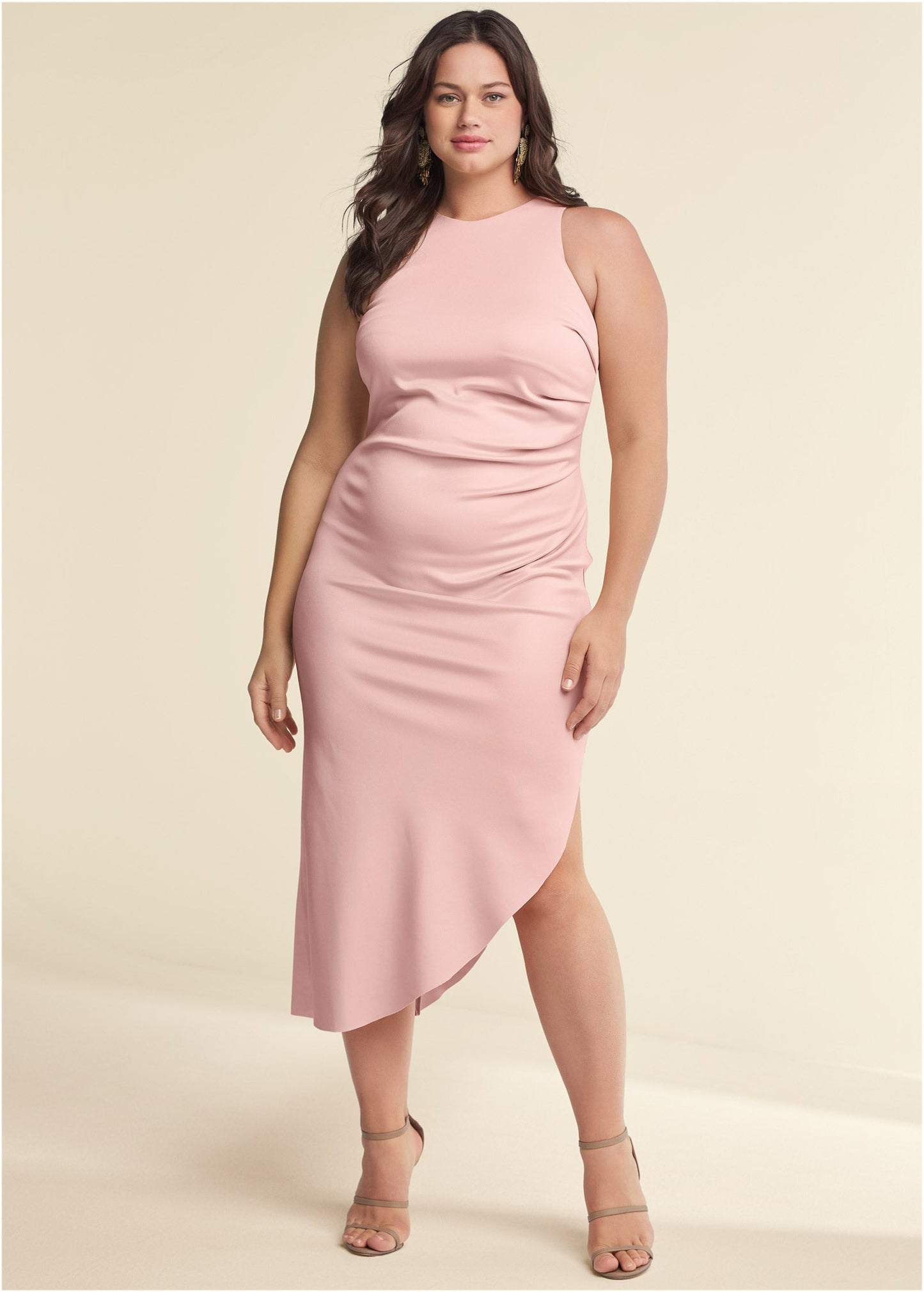 Ruched Bodycon Dress - Peach | Venus Limited Edition