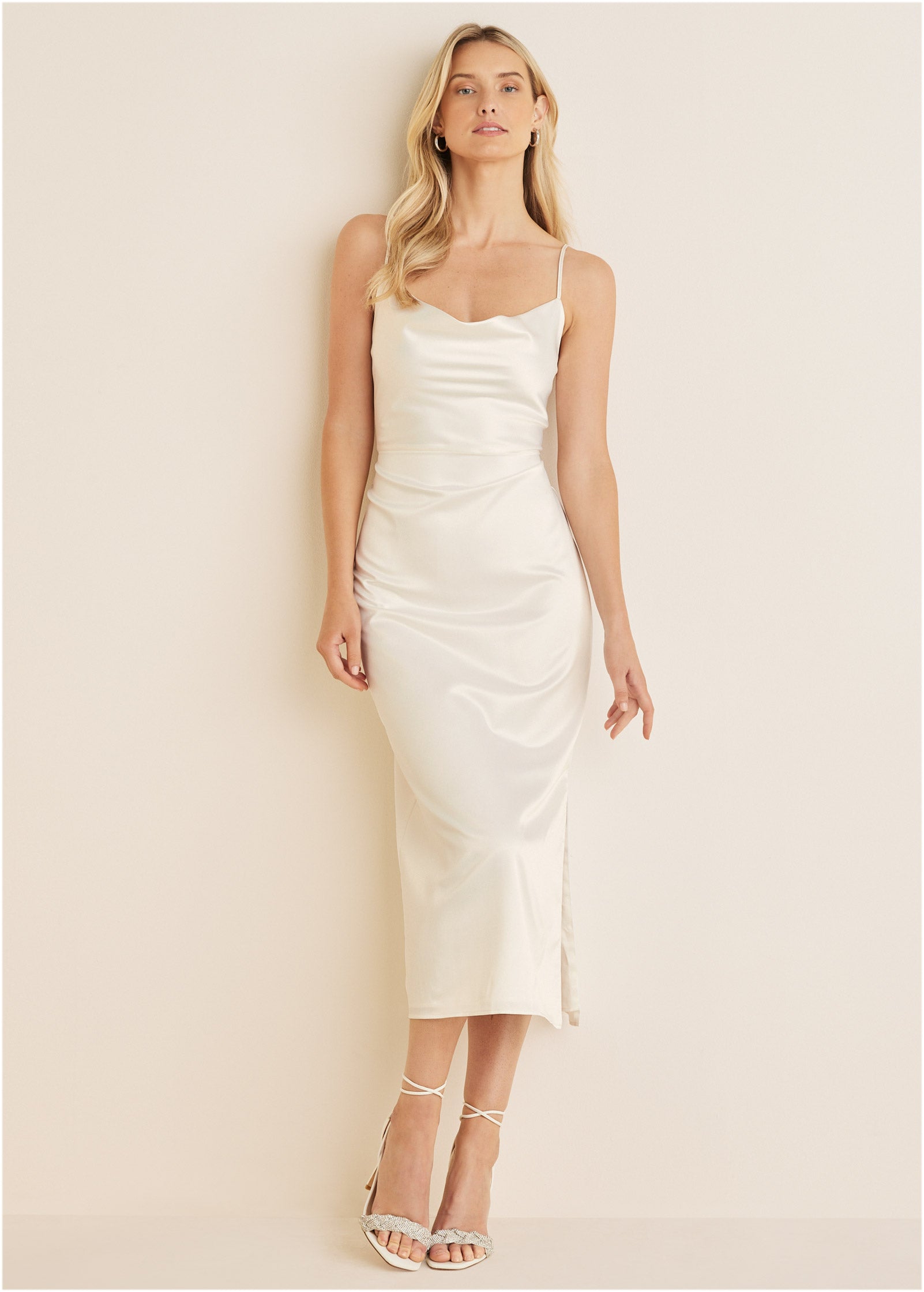 Cowl Neck Slip Dress - Off White | Venus Sale
