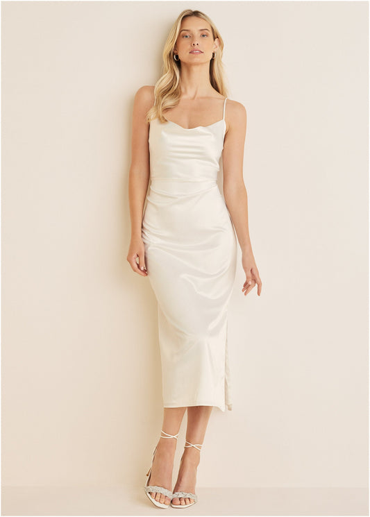 Cowl Neck Slip Dress - Off White | Venus Sale