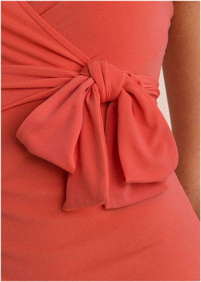Side Tie Halter Midi - Orange | Venus Value