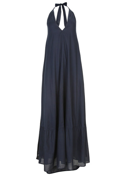 Deep V Halter Maxi Dress - Navy | Venus Budget Friendly