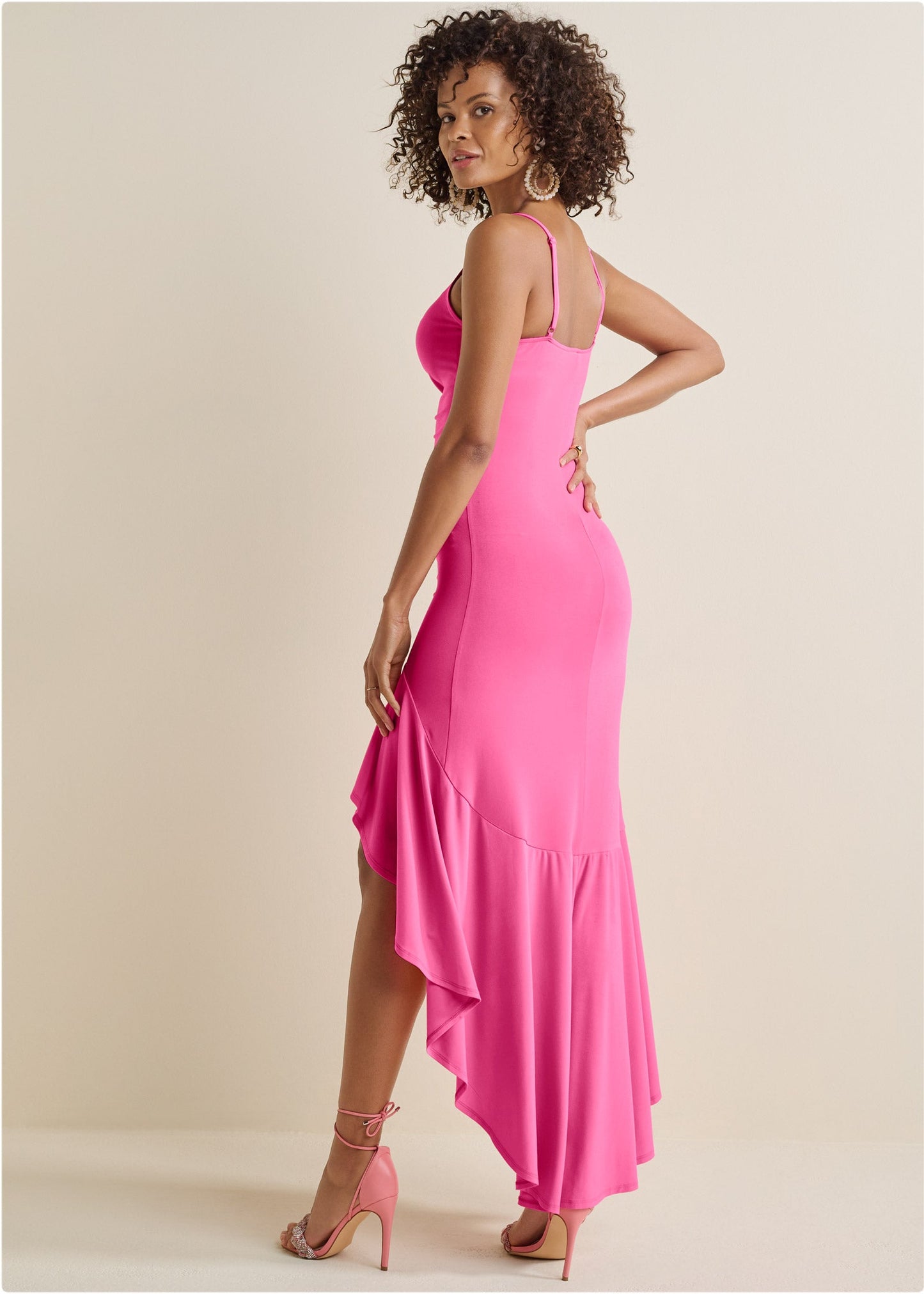 High-Low Ruffle Dress - Pink | Venus Special Offer