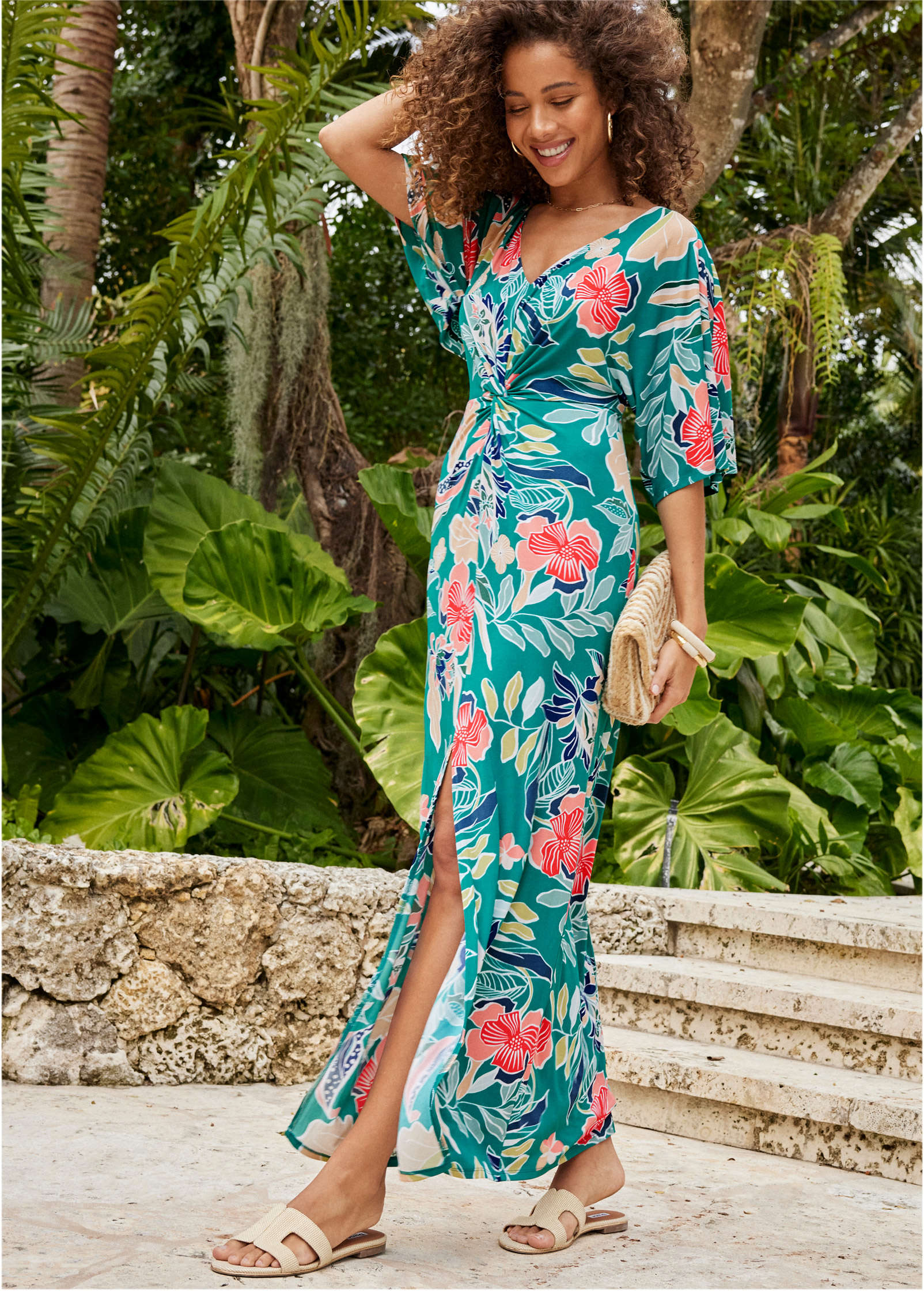 Twist Front Maxi Dress in Paradise Floral | VENUS | Venus Featured