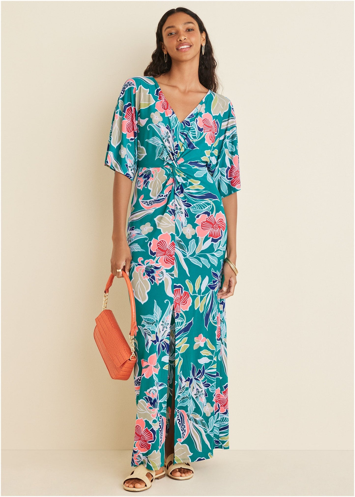 Twist Front Maxi Dress in Paradise Floral | VENUS | Venus Featured