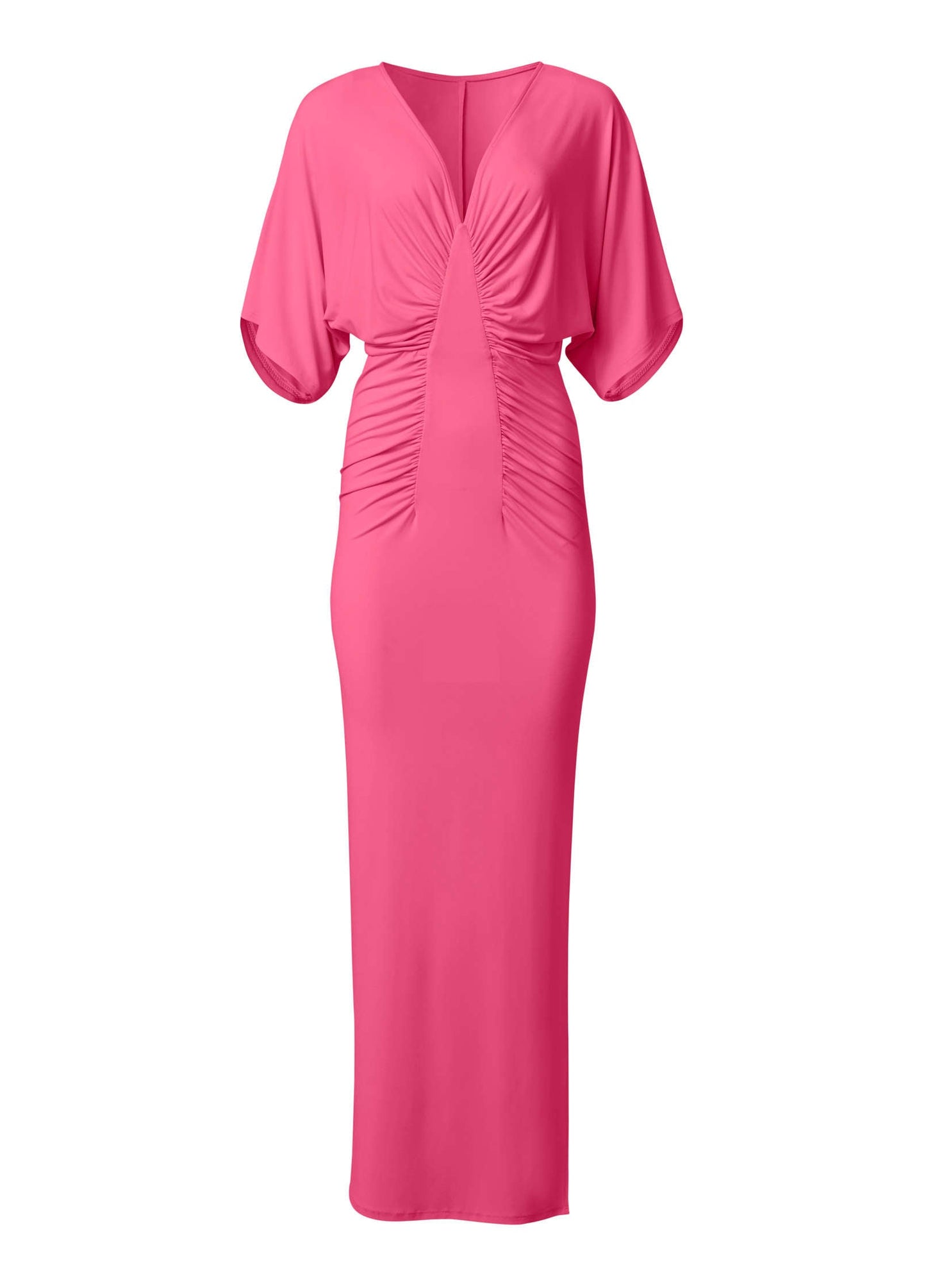 Drape Sleeve Maxi Dress - Hot Pink | Venus Popular Choice