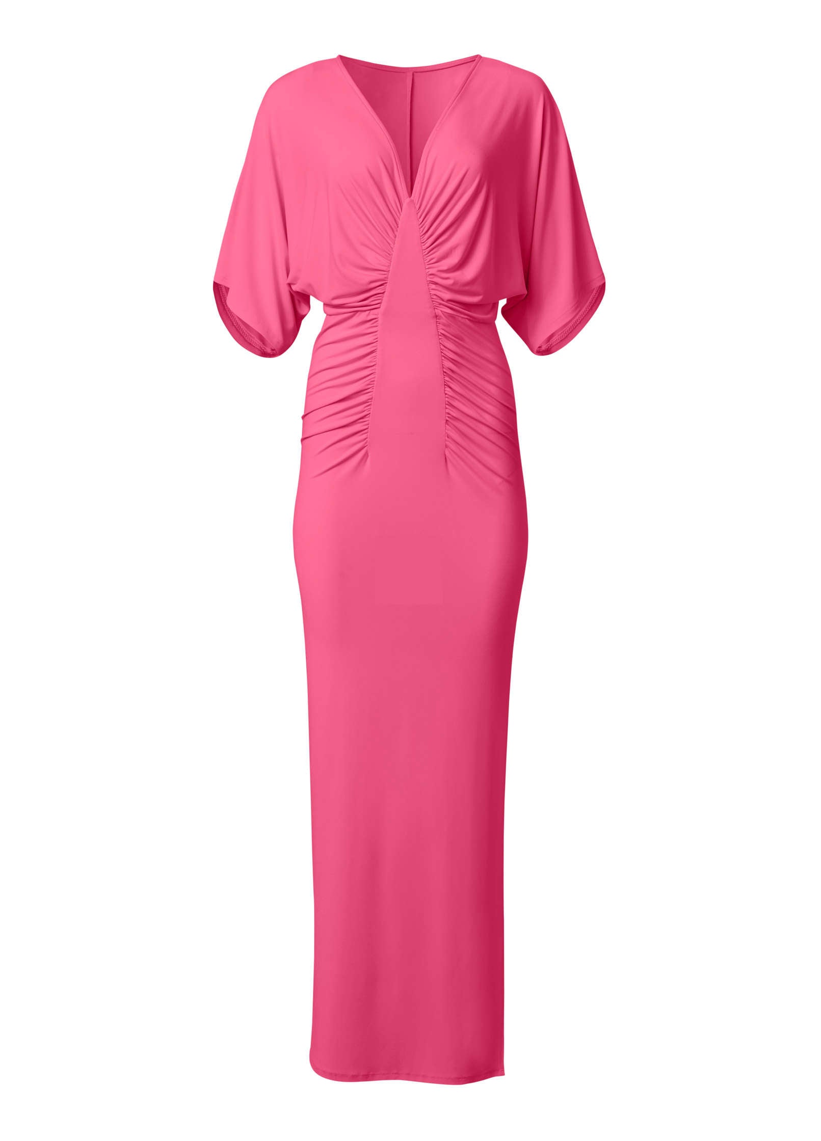 Drape Sleeve Maxi Dress - Hot Pink | Venus Popular Choice